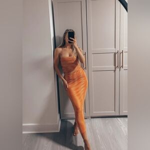 Zara Strapless printed tulle dress